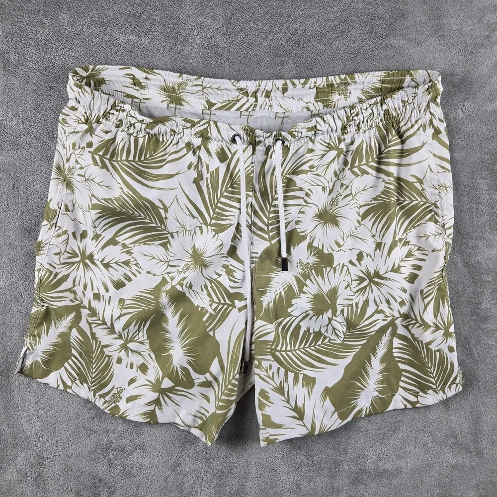 Kenny Flowers Bali Hai Palm Leaf Swim Trunks Shorts Mens Medium Tropical‎